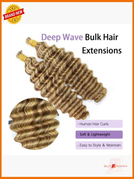 100G Human Braiding Hair Extensions Deep Wave Boho Braids 18inch No Weft main image 4